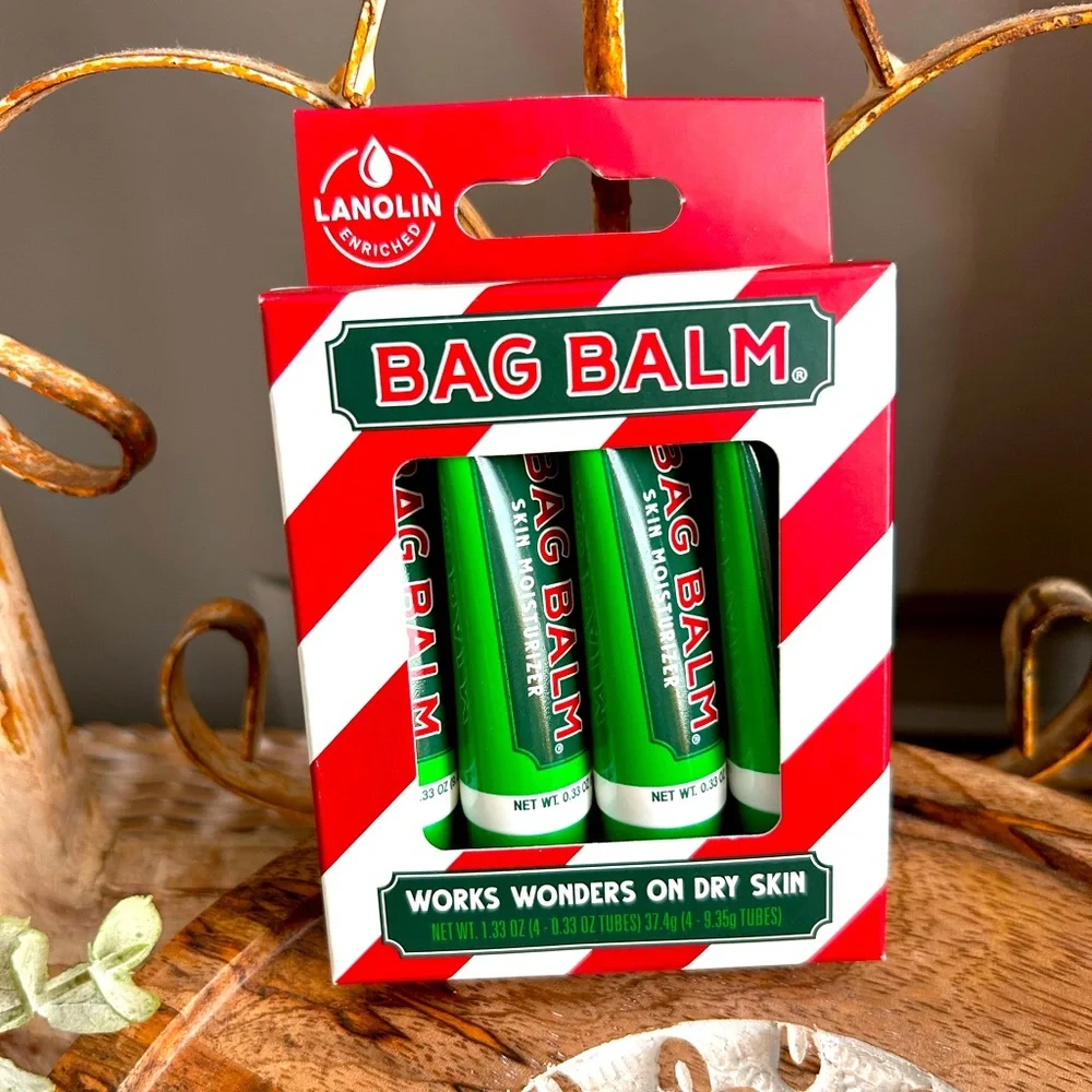 Bag Balm Original Skin Moisturizer set contains four 0.33 oz (9.35g) mini tubes